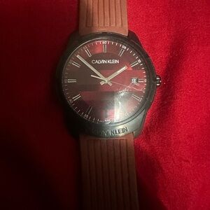 Calvin Klein Red rubber strap Watch men